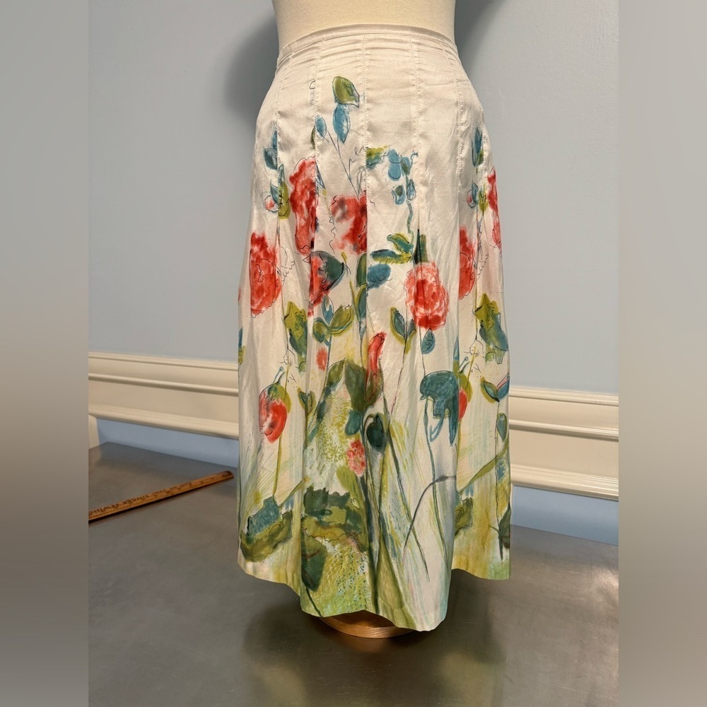 Mac & Jac - vintage silk watercolor floral midi skirt